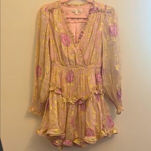 Floral Pink and Gold Dress